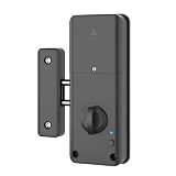TVTKEドリル不要のスマートロック。Tuya Bluetooth対応。木製ドア用屋内用見えない。ICカード/アプリロック解除、自動&音声アラート付き 室内電子錠、リモコン (シングルカード決済（ホワイトカード2枚を含む）,ブラック)
