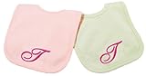Princess Linens Embroidered Cotton Knit Bib Set - Pink/Sage, T by Princess Linens