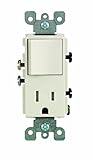 Leviton T5625-T Tamper-Resistant Rocker NEMA Combination Decora Switch And Receptacle, Light Almond 