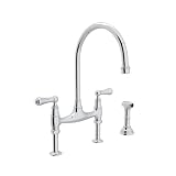 Rohl U.4719L-APC-2 Perrin and Rowe Deck Mount Bridge Kitchen Faucet with Sidespray with High C Spout
