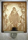 Virgin with Angelsフラット磁器Lithophane Nightlight