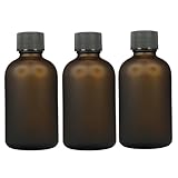 《 アウトレット 》遮光瓶 アロマオイル用ドロッパー硝子ボトル ×３本セット / フロストつや消し加工/詰替えボトル (アンバー/ブラック樹脂製キャップ, ３０ml)