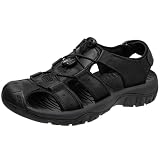 [STRDEOUT] メンズ サンダル スポーツ ウォーキング アウトドア サンダル トレッキング Men Sandal 外履き 登山 海 川遊び 水陸両用 夏 キャンプ マジックテープ 通気 フルブラック
