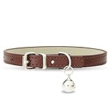 [LaLUCA GOODS] 犬 首輪 猫 首輪 鈴 定番 スタンダード PU レザー シンプル 小型犬 中型犬 ドッグ 散歩 カラフル ダークブラウン（鈴あり） L