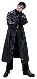 [ShuMing] ロングコート メンズ レザーコート ライダースジャケット レザージャケット ロング丈 フェイクレザー コート 防寒 防風 カジュアル 革ジャン オーバーサイズ バイクジャケット (12ブラック)