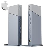 15-in-1 縦置き DisplayLink ドッキングステーション 3画面 出力 M1/M2/M3 MacおよびWindows用のトリプル4K USB-C/USB 3.0ノートパソコンドック、3*HDMI、4つのUSBポート、1*PD100W、SD/TFカードスロット、オーディオ/マイク、100W PD電源