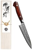 堺孝行 【プロの料理人が愛用！600年の伝統技術】 ダマスカス 33層槌目 ペティナイフ 120mm マホガニー柄 [日本製] 果物ナイフ フルーツナイフ 万能ナイフ 小型ナイフ キャンプ 調理 料理 ステンレス鋼 V金10号 vg10 青木刃物製作所 （型番dp12001）