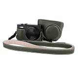 kinokoo tz99 ケース Panasonic Lumix DC-ZS99/TZ99 デジタルカメラ用 PUレザー保護カバー Lumix ZS99/TZ99用カメラケース 取り外し可能なフリップケースカバー 調節可能なショルダーストラップ付き（グリーン）