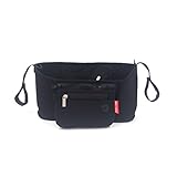 Piggy Mum ベビーカー用バッグ ベビーカー 用品 ベビーカー ドリンク ホルダー ポケット収納 バッグ 便利 グッズ (ブラック)