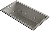 KOHLER K-1168-XH2G-K4 Underscore Drop-In Whirlpool Plus BubbleMassage Air Bath with Reversible Drain