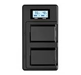 SHEAWA NP-FW50 充電器 充電情報表示 1A急速充電 パーセント表示 2個同時充電 ディスプレー付 USB充電 チャージャー Alpha A6400, A6000, A6300, A6500, A5100, A7, A7II, A7RII, A7SII, A7S, A7S2, A7R, A7RII, A55, RX10など対応