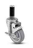 Shepherd Institutional Series 3 Diameter Precision Bearing TPR Wheel Swivel Caster with Tread Brake 