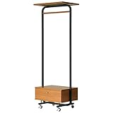 ハンガーストレージ 60cm 引出し付き 収納付き ハンガーラック ポールハンガー ハンガーラック おしゃれ コートハンガー ハンガースタンド 木製 ハンガーラック 収納 衣類収納 北欧 ナチュラル おしゃれ ライトブラウン