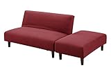 大川家具 関家具 ソファーベッド 幅121cm幅 スツール付き レッド 215591