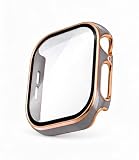 case closet アップルウォッチ用 カバー 互換品 44mm 保護ケース 保護カバー ガラス おしゃれ かわいい アッシュグレー/ローズゴールド