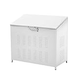 Harper & Bright Designs ゴミ箱 屋外 大容量 280L ゴミステーション 野良猫対策 カラスよけ 通気性 ごみ集積所 ゴミ荒らし防止 ふた付き アジャスター 組立式 ホワイト