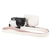 kinokoo tz99 ケース Panasonic Lumix DC-ZS99/TZ99 デジタルカメラ用 PUレザー保護カバー Lumix ZS99/TZ99用カメラバッグ 取り外し可能なフリップケースカバー 調節可能なショルダーストラップ付き (ホワイト)