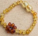 Baltic Amber Teething Bracelet Raw Lemon Flower 5.5 5 to 6 inch for Babies (Unisex) - Polished or Un
