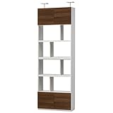 白井産業【SHIRAI】壁面収納 本棚 オープンラック リビュアル ダークブラウン 幅80cm 天井突っ張り 【2梱包】 LVA-2480DDK LVA-2480DDK