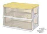 サンコープラスチック 小物収納2段 ストッキー 幅38.5×奥26.5×高26cm ソフトイエロー