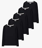 [SIPERLARI] インナーシャツ メンズ 長袖 Tシャツ５枚組 肌着 綿100% 抗菌防臭加工 黒 クルーネック春秋冬 (ブラック, 3XL=日本XL)