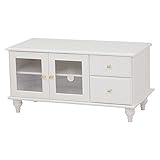 シンプルテレビ台 ( テレビボード ローボード ) 木製 【幅88cm 24型～37型対応】 クリスタル調取っ手付き MTV-5883WH ホワイト ( 白 )