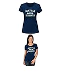 NFLシアトル・シーホークスレディース半袖クルーネックTシャツ, Large , Navy