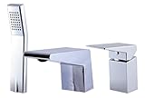 Alfiブランドab2464-pcポリッシュクロームデッキマウント3穴浴槽フィラー&シャワー、シルバー