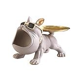 AZURAOKEY リンブルドッグsk Stora像、ブルドッグアート置物 玄関工芸品 フレンチブルドッグcor、リンブルドッグスクチュアトレイ、犬の貯金箱、玄関ホームデコレーション用キートレイ