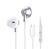 ノイズ除去 HiFi 有線イヤホン、3.5mmジャック、内耳型、マルチ機種対応、スマホ通話対応、リモコン・マイク付き、Android/Switch/PS4/PC対応 (TYPE C 銀色)