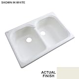 Thermocast Hartford 33 x 22インチキャストアクリルダブルボウルキッチンシンク、ジャージークリーム