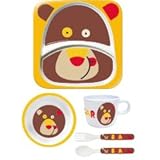 メラミン ランチセット ギフトセット 5点（プレート・ボウル・マグ・フォーク・スプーン）えらべる5種 お子様に・ギフトにも最適♪ (ベア（くま）)