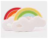 Kuke 歯がため 可愛いレインボー柄　はじめてのおもちゃ 　無毒ベビーグッズ　プレゼント 出産祝い　ベビー用品 (2点セット（NO2）)