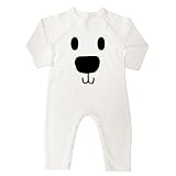 Polar Bear FaceオーガニックコットンベビーCoveralls カラー: ホワイト