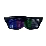 HidrrdcLEDサングラス, LEDメガネ ブルートゥースLEDパーティーメガネカスタマイズ可能なLEDメガネUSB充電式9モードワイヤレス点滅LEDディスプレイ、フェスティバル用グロー眼鏡レイヴパーティー (多色) (たしょく 多色 です)