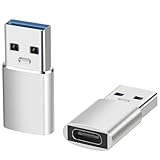 FamGift USB Type-C 変換アダプタ USB 2.0/PD Type C メス to USB オス 変換アダプタ 急速充電 高速データ転送 小型軽量 高耐久性 Type-Cインタフェースヘッドセット対応 （シルバー2個）