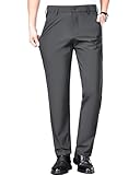 [JausQarq] メンズ スラックス スーツパンツ 接触冷感 アイスシルクパンツ ロングパンツ ビジネス ストレッチ ノータック 薄手 通気 速乾 ウォッシャブル スリム 春 夏 夏服 パンツ ズボン (グレー, 29)