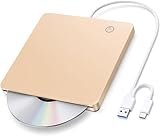 CD DVDドライブ 外付け USB 3.0＆Type-C兼用 スロットイン式 タッチイジェクト 外付けDVD/CDドライブ Mac/Windows/Linux等対応 DVD/CD/VCD読み書き 薄型 ポータブル DVD/CDドライブ (ゴールド)