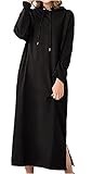 [エムエルーセ] パーカー ワンピース フード付き ロング丈 ワンピ プルオーバー スウェット フーディー 黒 体型カバー 長袖 暖かい ゆ