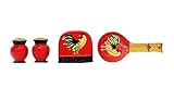 トスカーナモダンBurntオレンジRoosterハンドペイントテーブルトップのセット4pcs、85025 / 28 by ACK