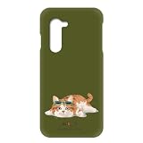 arrows We2 Plus 用 F-51E M06 対応 ハードケース アローズweプラスのカバー ケータイ スマホケース ねこ充電中 ゆるねこ 癒し系 休憩モード モスグリーン h240125