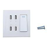 F Fityle 実用的　壁　マウント　USB4ポートソケット　充電器　AC電源ソケットコンセント　プレートパネル