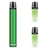 ECOCCO 電子タバコ ベイプ バッテリー 本体 ポッド VAPE POD ミニシーシャ ミント メンソール MINT フレーバーポッド M16交換用カートリッジ 吸引回数約450回/個 スターターキット 取扱簡単 持ち運びに便利 爆煙 水蒸気タバコ 禁煙サポート ニコチン・タールなし コンパクト M16型