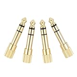 OTraki 3.5mm ステレオミニプラグ(メス) - 6.3mm ステレオ標準プラグ(オス) 変換プラグ 3.5mm ステレオミニプラグ(メス) - 6.3mm ステレオ標準プラグ(オス) 変換プラグ 4点セット 3.5mm to 6.35mm 変換プラグ ヘッドホン アンプ 電子ピアノ イヤホンなど用