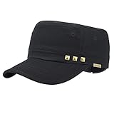 [AXIAO] ミリタリー ワーク キャップ 帽子 おしゃれ 撥水加工 迷彩柄 通気 吸汗 速乾 メンズ ワークキャップ 綿100％ (黒)