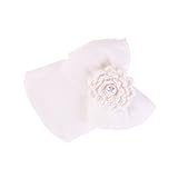 Lovoski 新生児　ベビー　コットン　ちょう結び　花　ビーニー　ハット　キャップ　帽子　ソフト　0-6ヶ月　全4色 - 白