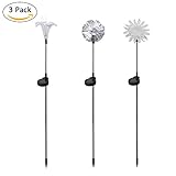 AWHAO　ソーラーライト　埋め込み式　ガーデンライト　ソーラーパネル付き　飾りライト　庭　公園　車道　小型　花形状　三個セット　　 (ライトポールが明るくない)