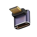 chenyang Mini HDMI 2.1 コンバーターアダプター、ミニHDMIオス→HDMIメス 90度ダウンアングルUHD延長コンバーターアダプター