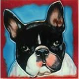 ブラックとホワイト犬装飾セラミック壁アートタイル4 x 4