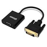 DTECH DVI VGA 変換 アダプター DVI-D (24+1) オス to VGA (ミニ D-Sub 15ピン) メス コンバーター 単方向伝送 フルHD 1080p 25ピン D-sub 15ピン 変換 プラグ 中継 延長 コネクター ビデオコネクタ、モニター、コンピューター、プロジェクター用